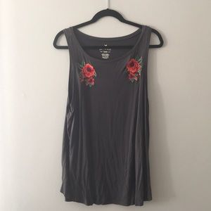 Dark Grey Tank Top with Rose detail.